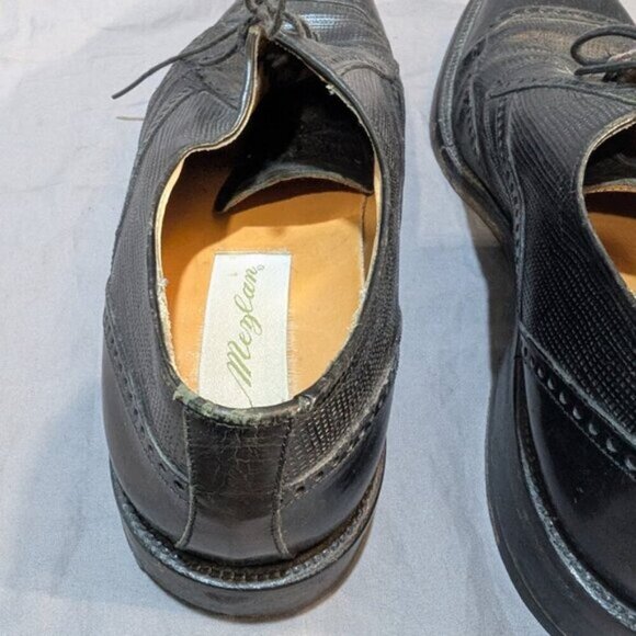 Mezlan Black Leather Textured Dress Shoes Oxford Derby Men Size 10 - Picture 7 of 11